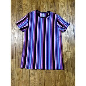 San Francisco Work Shirts Striped Tee T-Shirt‎ Top Purple Black Blue